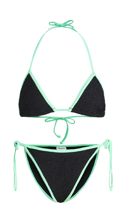Shop Hunza G Carmen Bikini Set In Black/lime