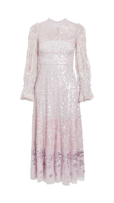 Shop Needle & Thread Patchwork Sequin Ballerina Dress In Violet