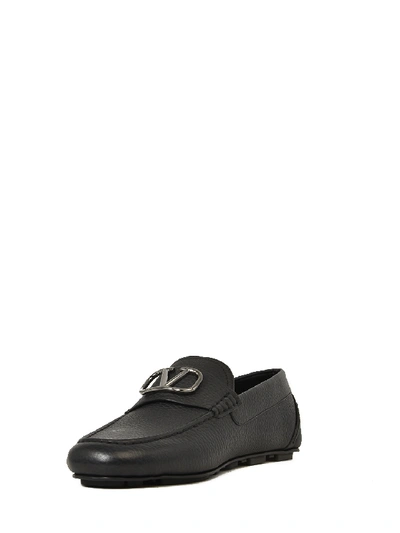 Shop Valentino Driving Moccasin Black Leather