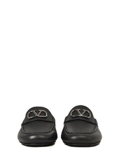 Shop Valentino Driving Moccasin Black Leather