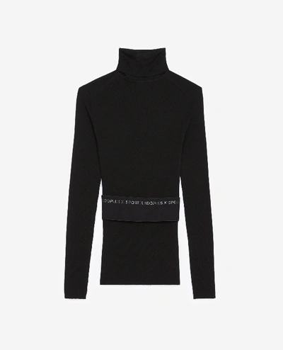 Shop The Kooples Sport Fitted Black Merino Wool Sweater