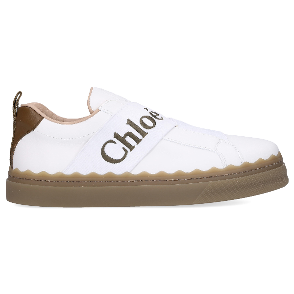 Chloé White Lauren Strap Leather Sneakers | ModeSens