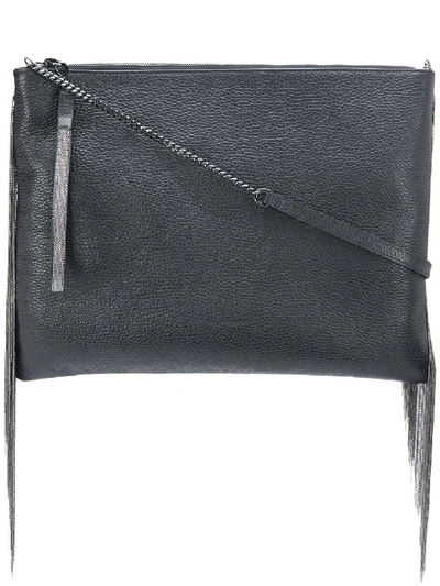 Shop Fabiana Filippi Bead Fringe Clutch Bag In Black