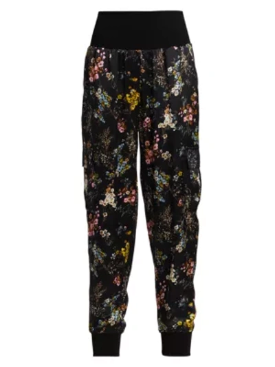 Shop Cinq À Sept Giles Sakura Sequin Cargo Joggers In Black Multi