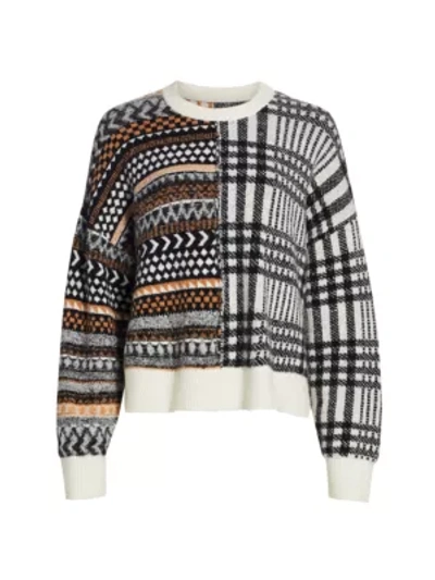 Shop Cinq À Sept Shania Patchwork Print Alpaca & Wool-blend Sweater In Cinnamon Multi