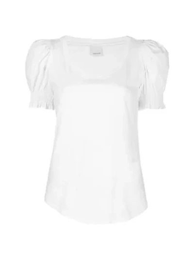Shop Cinq À Sept Valencia Puff-sleeve T-shirt In White