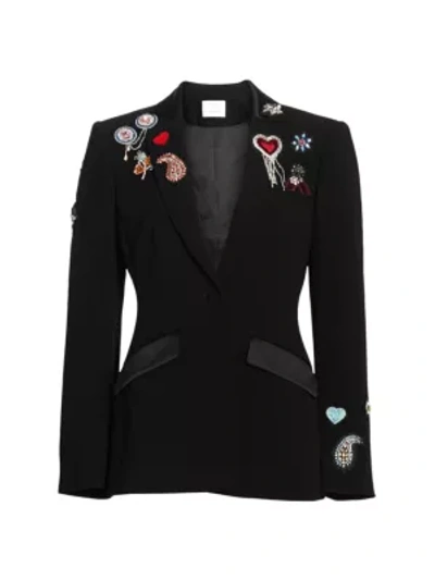 Shop Cinq À Sept Love Cheyenne Embroidered Blazer In Black Multi