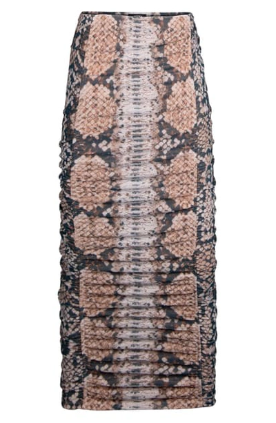Shop Afrm Venice Ruched Skirt In Placement Snake