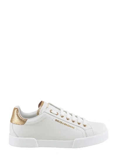 Shop Dolce & Gabbana Portofino Low Top Leather Sneakers In White