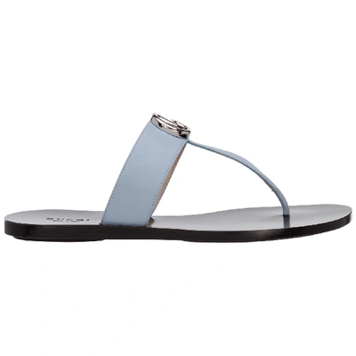 Shop Gucci Ace T-bar Sandals In Porcelain Light Blue