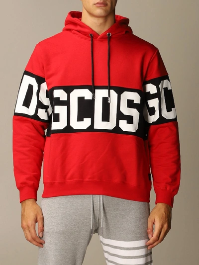 Shop Gcds Cotton Sweatshirt With Big Logo In Red