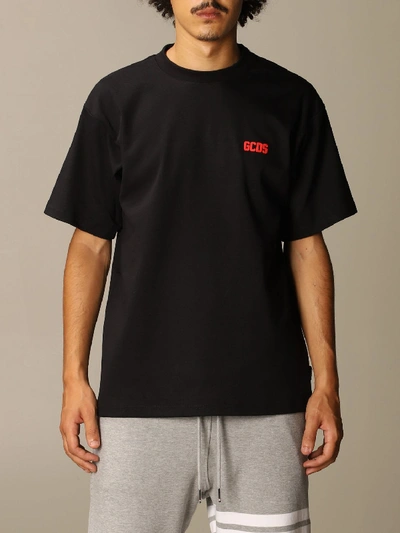 Shop Gcds T-shirt  Cotton T-shirt With Basic Logo In Black