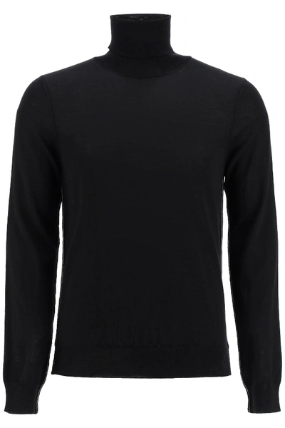 Shop Maison Margiela Turtleneck Sweater With Piping In Black (black)