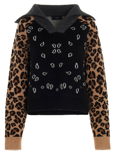 Shop Alanui Leopard Bandana Sweater In Multicolor