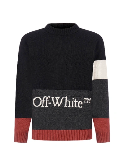 Shop Off-white Color Block Logo Wool Sweater In Black White