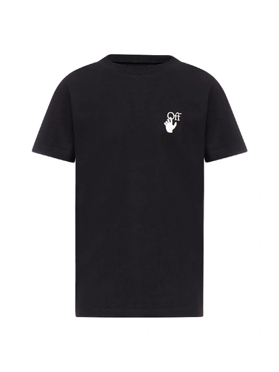 Shop Off-white Cut Here Cotton T-shirt In Black White