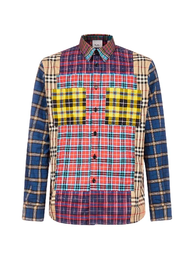 Shop Burberry Tindall Tartan-patchwork Cotton Shirt In Navy Pattern