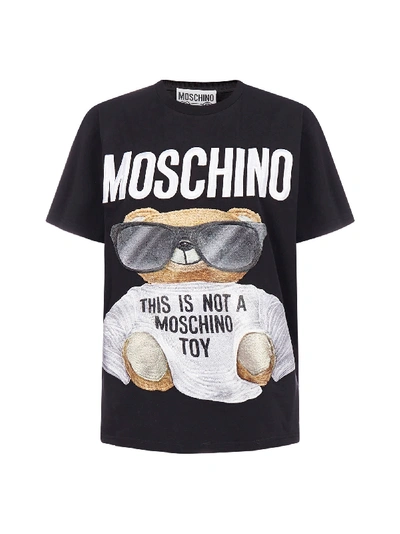 Shop Moschino Oversized Logo And Print Cotton T-shirt In Fantasy Print Black