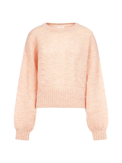 Shop See By Chloé Pointelle-knit Alpaca And Wool-blend Sweater In Pink Sand