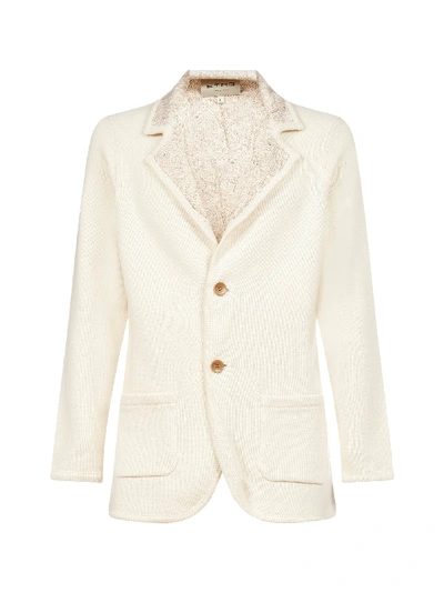 Shop Etro Cashmere And Wool Knit Blazer In Bianco