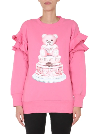 Shop Moschino Round Neck Sweatshirt In Rosa