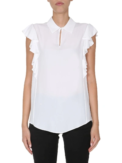 Shop Boutique Moschino V-neck Top In Bianco