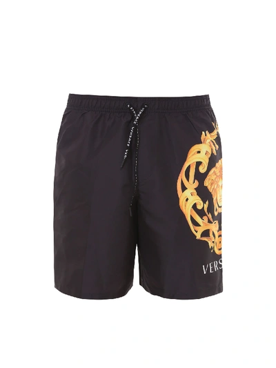 Shop Versace Swim Trunks In Black