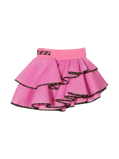Shop Fendi Pink Teen Asymmetrical Skirt In Fucsia