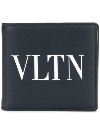 Shop Valentino Logo Leather Wallet In Black