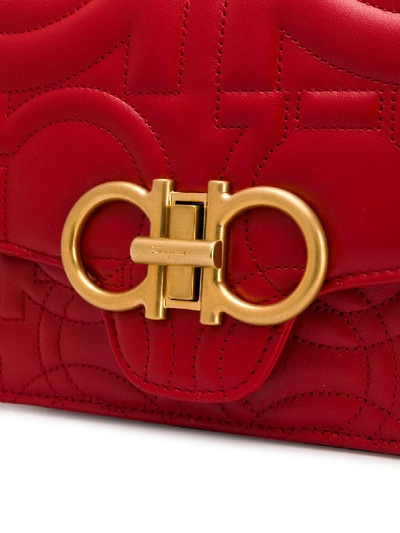 Shop Ferragamo Gancino Leather Crossbody Bag In Red