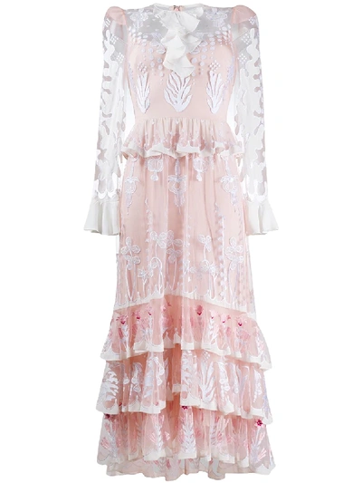 Shop Temperley London Layered Embroidered Dress In Pink