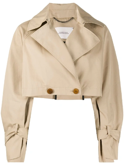 Shop Dorothee Schumacher Cropped Trench Jacket In Brown