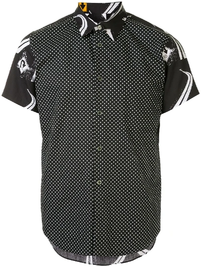 Shop Black Comme Des Garçons Cutaway Collar Printed Shirt In Black