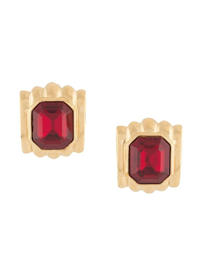 Pre-owned Givenchy 1980s Stone Embellished Earrings In Gold