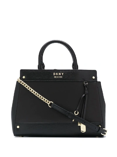 Shop Dkny Thelma Leather Tote Bag In Black