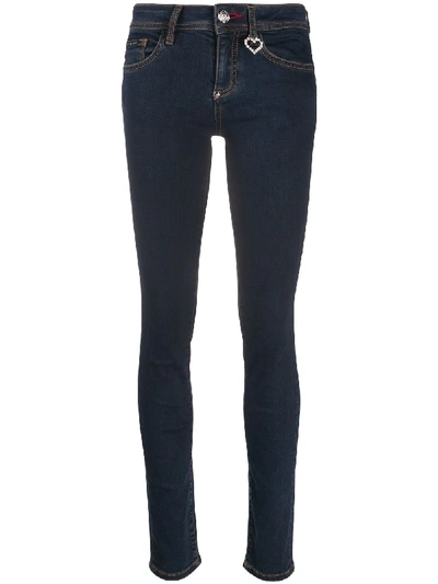 Shop Philipp Plein High Rise Slim-fit Jeans In Blue