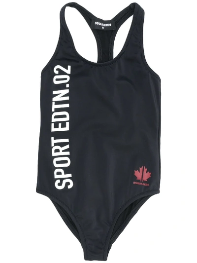 Shop Dsquared2 Logo-print Swimsuit In Black