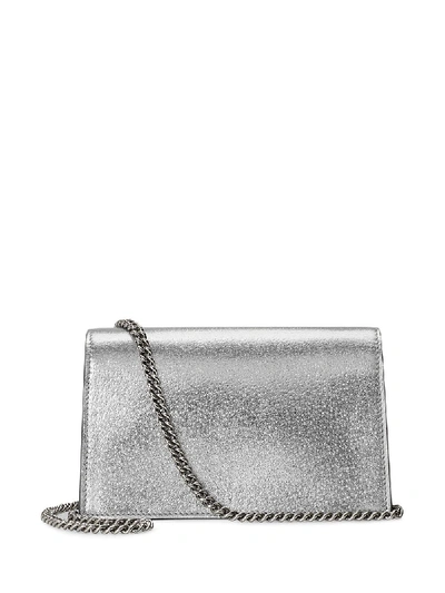 Shop Gucci Dionysus Leather Mini Bag In Silver