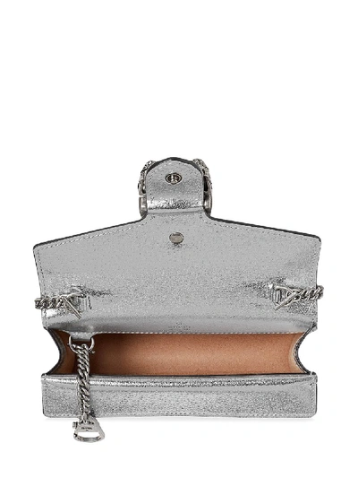 Dionysus super mini bag in silver lamé leather