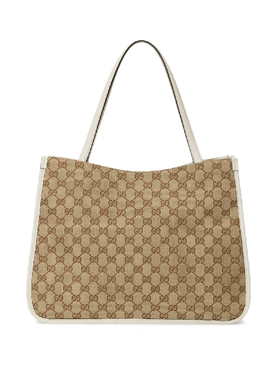 Shop Gucci Horsebit Leather Shopping Bag In White