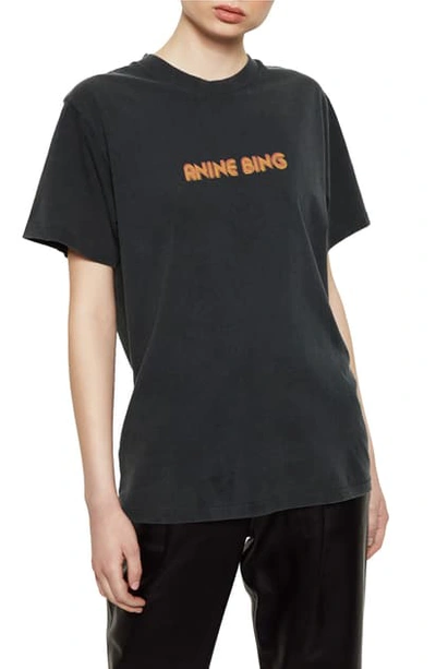 Shop Anine Bing Lili Retro Logo Tee In Black