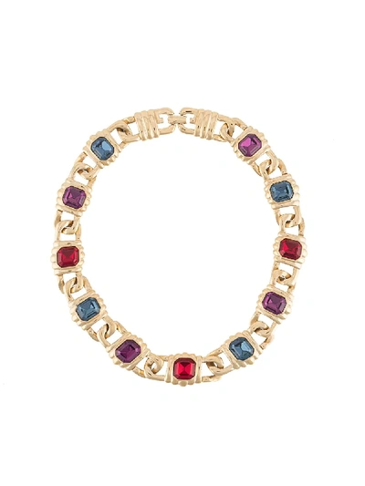 Pre-owned Givenchy 1980s Stone Embellished Necklace In Gold