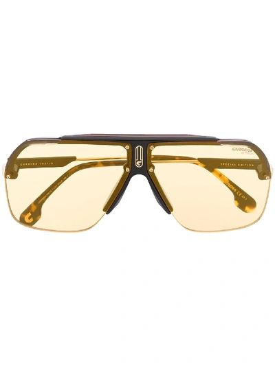 Shop Carrera Oversized Aviator Frame Sunglasses In Brown