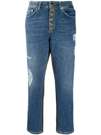 Shop Dondup Cropped Patchwork Jeans In Blue