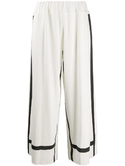 Shop Issey Miyake High-rise Wide-leg Trousers In White