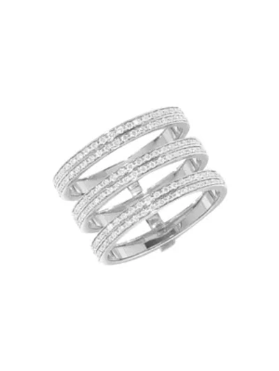 Shop Repossi Berbere 18k White Gold & Pavé Diamond 3-row Ring In Diamond White Gold
