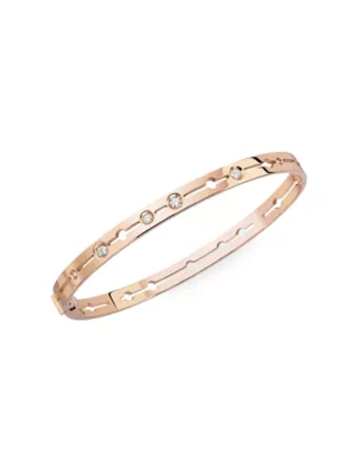 Shop Dinh Van Women's Pulse 18k Rose Gold & Diamond Small Bangle Bracelet In Diamond Rose Gold