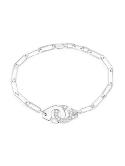 Shop Dinh Van Women's Menottes 18k White Gold & Pavé Diamond Chain Bracelet In Diamond White Gold
