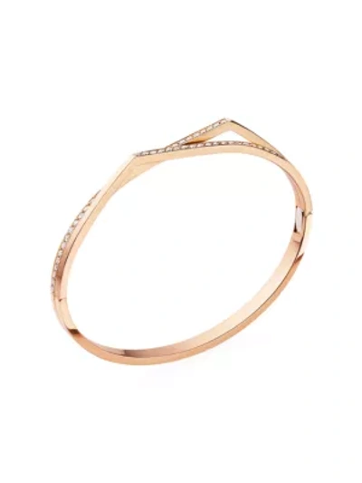 Shop Repossi Women's Antifer 18k Rose Gold & Pavé Diamond Bangle Bracelet In Diamond Rose Gold