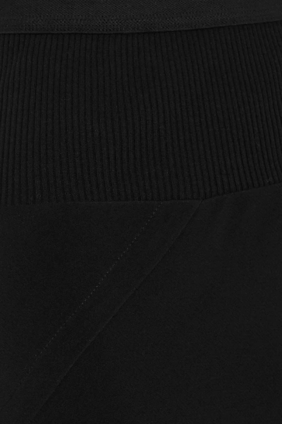 Shop Rick Owens Gonna Asymmetric Ribbed Cotton Blend-trimmed Jersey Skirt In Black
